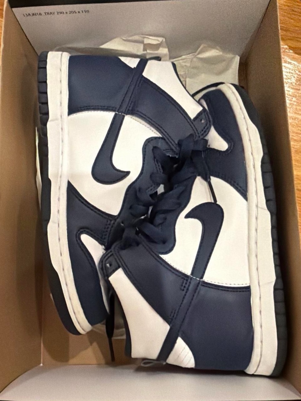 Nike Navy and White High-Top Sneakers with Swoosh